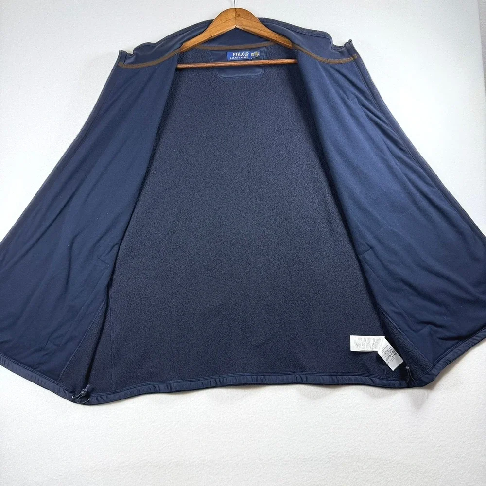 Polo Ralph Lauren Mens Navy Blue Sweater Knit Fleece Full Zip Vest 3XB Big Tall